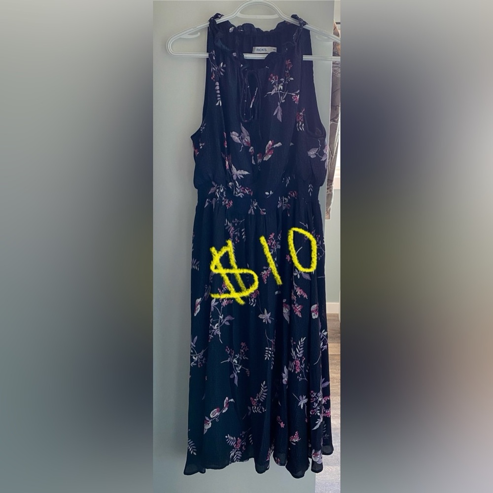 Ricki's Navy Maxi Dress with Pink Floral Design